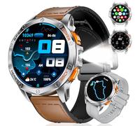ESFOE GPS Militare Smartwatch Uomo Impermeabile 10ATM con Torcia LED 1,43" AMOLED Display Rugged Smartwatch Orologio con Chiamate Bluetooth, Altitudine, Pressione, Bussola per Android iOS (DM1-D)
