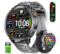 ESFOE Orologio Smartwatch Uomo con 730 mAh Batteria Torcia LED, 1,75'' Smart Watch Uomo con 110+ Modalità Sport, Impermeabile 5ATM Smartwatch Militare con Frequenza Cardiaca 24/7, SpO2 per Android iOS