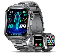 ESFOE Smartwatch Uomo, 1.96" Orologio Smartwatch Militare Uomo Fitness con Chiamate Bluetooth Orologio Intelligente 100+ Modalità Sportive/3 Cinturini/400 mAh/5ATM impermeabile per Android iOS