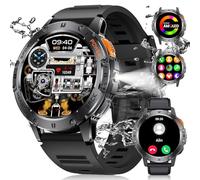 ESFOE Smartwatch Uomo con Torcia LED,1,43'' AMOLED Orologio Smartwatch Uomo con Impermeabile 5ATM,530 mAh Fitness Tracker Contapassi 120+ Modalità Sport Smartwatch Militare Uomo per Android iOS