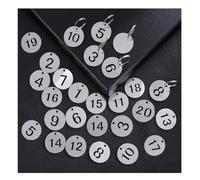 Esforzarse 20 Pezzi Etichette numerate con anello portachiavi in acciaio inox, Targhetta Numerica ID Rotonda Portachiavi Numerico Portachiavi Numerico Cavo(23 mm, argento)