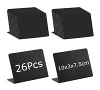 Esforzarse 26 Pezzi Mini Lavagna, Cartellini Prezzi, Tipo L Numeri Tavoli Ristorante, lavagnetta cancellabile, Segnaposto,Lavagnetta per la Festa di Nozze del Caffè a Buffet Gastronomico(10x3x7,5 cm)