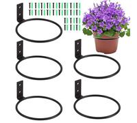 Esforzarse 6 Pezzi Staffa Anello Vaso di Fiori, Diametro Interno 10 cm, Supporto Da Parete Per Piante, Rotondo, Da Appendere Alla Parete, Per Casa, Ristorante, Balcone, Giardino(Colore Nero)