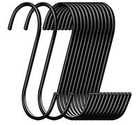 ESFUN Confezione da 30 ganci a S resistenti, in acciaio nero, a forma di S, per appendere padelle, vasi, piante, borse, asciugamani, ganci da cucina, grandi, 8,9 cm