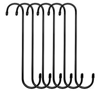 Esfun - Confezione da 6 ganci extra large in acciaio nero, a forma di S, per utensili da cucina, vasi, utensili, piante, guardaroba, attrezzi da giardinaggio, vestiti