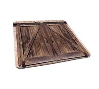 ESFVRG Tovaglia rustica in legno con porta di fienile in pietra, immagine vintage di architettura rurale, stampa artistica rurale, bordo elastico, adatta per feste in cucina, picnic, adatta per tavolo