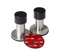 ESG - Fermaporta in acciaio inox con fissaggio adesivo, 2 pezzi, con rivestimento acustico, per porte, 6 cm