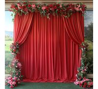 ESGOTBME 3 x 3,7 m senza pieghe rosso sfondo tenda per feste in tessuto morbido tende per matrimoni sfondo per feste di compleanno decorazioni sfondo per fotografia 1,5 x 3,7 m, 2 pannelli