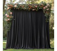 ESGOTBME Sfondo nero per feste, 6 x 3 m, in morbido tessuto senza pieghe, per matrimoni, sfondo nero per feste di compleanno, sfondo per fotografia, 1,5 x 3 m, 4 pannelli
