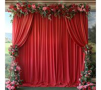 ESGOTBME Sfondo rosso per feste, 6 x 3 m, in morbido tessuto senza pieghe, per matrimoni, feste di compleanno, decorazioni per fotografie, 1,5 x 3 m, 4 pannelli
