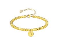 ESHIONER Bracciale in Perline d'oro Donna Placcato Oro 18K Bracciali Impilabili Delicato e di Tendenza Non si Appanna Catena Regolabile Lettera D Charm Bracciale Iniziale Donna Regali di Gioielli