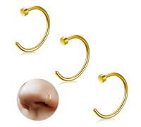 ESHIONER G23 Titanio Finto Nostril Piercing Anello Septum Naso Trago Helix Conch Piercing Naso Finto Donna Uomo 20G 6MM Oro 3 Pezzi Ipoallergenico Finto Nostril Piercing