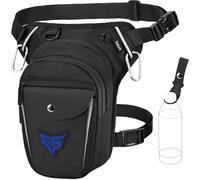 Eshow Marsupio da Gamba Moto, Borsa Cosciale Espandibile con Fibbia Borraccia e Striscia Riflettente per Uomo e Donna, Borsello Sportivo con Multitache per Trekking Ciclismo Viaggio Campeggio Pesca