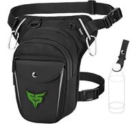 Eshow Marsupio da Gamba Moto, Borsa Cosciale Espandibile con Fibbia Borraccia e Striscia Riflettente per Uomo e Donna, Borsello Sportivo con Multitache per Trekking Ciclismo Viaggio Campeggio Pesca