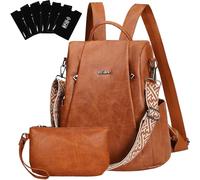 Eshow Zaino Donna Antifurto e Pochette Donna, Zainetto Impermeabile in Pelle Vegana, Borsa Casual ed Moda per Viaggio Scuola Lavoro Shopping e Università