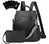 Eshow Zaino Donna Antifurto e Pochette Donna, Zainetto Impermeabile in Pelle Vegana, Borsa Casual ed Moda per Viaggio Scuola Lavoro Shopping e Università