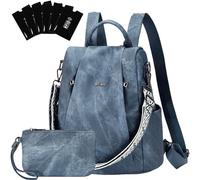 Eshow Zaino Donna Antifurto e Pochette Donna, Zainetto Impermeabile in Pelle Vegana, Borsa Casual ed Moda per Viaggio Scuola Lavoro Shopping e Università