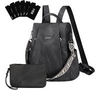 Eshow Zaino Donna Antifurto e Pochette Donna, Zainetto Impermeabile in Pelle Vegana, Borsa Casual ed Moda per Viaggio Scuola Lavoro Shopping e Università