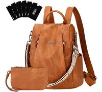 Eshow Zaino Donna Antifurto e Pochette Donna, Zainetto Impermeabile in Pelle Vegana, Borsa Casual ed Moda per Viaggio Scuola Lavoro Shopping e Università