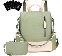 Eshow Zaino Donna Antifurto, Zainetto Impermeabile in Pelle Vegana con Protezione RFID, Borsa Elegante e Pochette per Viaggio Scuola Lavoro e Università