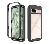 ESHUYI® Cover per Google Pixel 9a Custodia in Silicone a Antiurto 360° con Protezione dello Schermo, Rugged Doppia Bumper Trasparente Case Integrale Cover, Nero