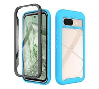 ESHUYI® Cover per Google Pixel 9a Custodia in Silicone a Antiurto 360° con Protezione dello Schermo, Rugged Doppia Bumper Trasparente Case Integrale Cover, Azzurro