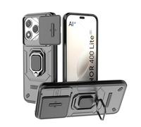 ESHUYI Cover per Honor 400 Lite 5G con Custodia per Fotocamera Scorrevole e Supporto ad Anello [Custodia Paraurti Compatibile con Supporto Magnetico per Auto], Nero