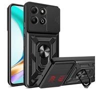 ESHUYI® Cover per Honor X6b 4G con Custodia per Fotocamera Scorrevole e Supporto ad Anello [Custodia Paraurti Compatibile con Supporto Magnetico per Auto], Nero