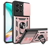 ESHUYI® Cover per Honor X6b 4G con Custodia per Fotocamera Scorrevole e Supporto ad Anello [Custodia Paraurti Compatibile con Supporto Magnetico per Auto], Oro rosa