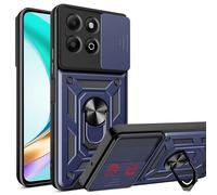 ESHUYI® Cover per Honor X6b 4G con Custodia per Fotocamera Scorrevole e Supporto ad Anello [Custodia Paraurti Compatibile con Supporto Magnetico per Auto], Blu