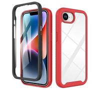 ESHUYI® Cover per iPhone 16e Custodia in Silicone a Antiurto 360° con Protezione dello Schermo, Rugged Doppia Bumper Trasparente Case Integrale Cover, Rosso