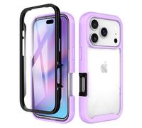 ESHUYI® Cover per iPhone 17 Pro Custodia in Silicone a Antiurto 360° con Protezione dello Schermo, Rugged Doppia Bumper Trasparente Case Integrale Cover, Viola chiaro