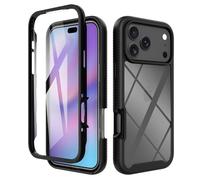 ESHUYI® Cover per iPhone 17 Pro Max Custodia in Silicone a Antiurto 360° con Protezione dello Schermo, Rugged Doppia Bumper Trasparente Case Integrale Cover, Nero