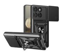 ESHUYI Cover per Motorola Edge 60 Pro con Custodia per Fotocamera Scorrevole e Supporto ad Anello [Custodia Paraurti Compatibile con Supporto Magnetico per Auto], Nero