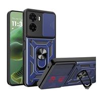 ESHUYI® Cover per Motorola Moto E15 4G/Moto G05 4G con Custodia per Fotocamera Scorrevole e Supporto ad Anello [Custodia Paraurti Compatibile con Supporto Magnetico per Auto], Blu