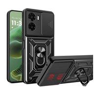 ESHUYI® Cover per Motorola Moto E15 4G/Moto G05 4G con Custodia per Fotocamera Scorrevole e Supporto ad Anello [Custodia Paraurti Compatibile con Supporto Magnetico per Auto], Nero