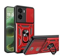 ESHUYI® Cover per Motorola Moto E15 4G/Moto G05 4G con Custodia per Fotocamera Scorrevole e Supporto ad Anello [Custodia Paraurti Compatibile con Supporto Magnetico per Auto], Rosso