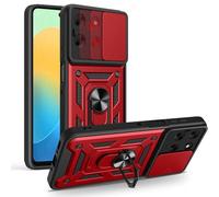 ESHUYI Cover per Motorola Moto G56 5G con Custodia per Fotocamera Scorrevole e Supporto ad Anello [Custodia Paraurti Compatibile con Supporto Magnetico per Auto], Rosso