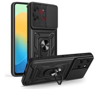 ESHUYI Cover per Motorola Moto G86 5G con Custodia per Fotocamera Scorrevole e Supporto ad Anello [Custodia Paraurti Compatibile con Supporto Magnetico per Auto], Nero