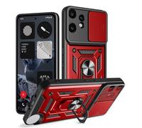 ESHUYI Cover per Nothing CMF Phone 2 Pro con Custodia per Fotocamera Scorrevole e Supporto ad Anello [Custodia Paraurti Compatibile con Supporto Magnetico per Auto], Rosso