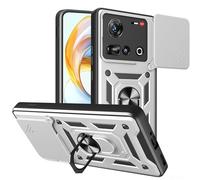 ESHUYI® Cover per nubia Z70 Ultra 5G con Custodia per Fotocamera Scorrevole e Supporto ad Anello [Custodia Paraurti Compatibile con Supporto Magnetico per Auto], Argento