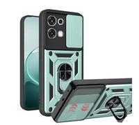 ESHUYI Cover per Oppo A6 Pro 5G con Custodia per Fotocamera Scorrevole e Supporto ad Anello [Custodia Paraurti Compatibile con Supporto Magnetico per Auto], Verde