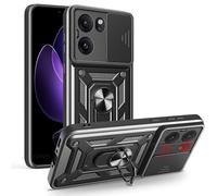 ESHUYI Cover per Oppo Reno14 F/Reno14 FS con Custodia per Fotocamera Scorrevole e Supporto ad Anello [Custodia Paraurti Compatibile con Supporto Magnetico per Auto], Nero