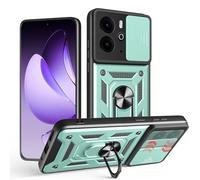 ESHUYI Cover per Realme 14 5G con Custodia per Fotocamera Scorrevole e Supporto ad Anello [Custodia Paraurti Compatibile con Supporto Magnetico per Auto], Verde