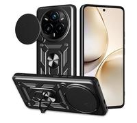 ESHUYI® Cover per Realme 14 Pro con Custodia per Fotocamera Scorrevole e Supporto ad Anello [Custodia Paraurti Compatibile con Supporto Magnetico per Auto], Nero