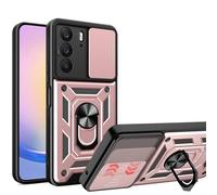 ESHUYI® Cover per Realme C75 4G/Realme 14x con Custodia per Fotocamera Scorrevole e Supporto ad Anello [Custodia Paraurti Compatibile con Supporto Magnetico per Auto], Oro rosa
