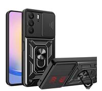 ESHUYI® Cover per Realme C75 4G/Realme 14x con Custodia per Fotocamera Scorrevole e Supporto ad Anello [Custodia Paraurti Compatibile con Supporto Magnetico per Auto], Nero