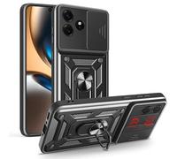ESHUYI Cover per Realme GT 7T 5G/Realme GT 7 con Custodia per Fotocamera Scorrevole e Supporto ad Anello [Custodia Paraurti Compatibile con Supporto Magnetico per Auto], Nero