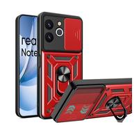 ESHUYI Cover per Realme Note 70T con Custodia per Fotocamera Scorrevole e Supporto ad Anello [Custodia Paraurti Compatibile con Supporto Magnetico per Auto], Rosso