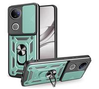 ESHUYI Cover per vivo V50 5G con Custodia per Fotocamera Scorrevole e Supporto ad Anello [Custodia Paraurti Compatibile con Supporto Magnetico per Auto], Verde